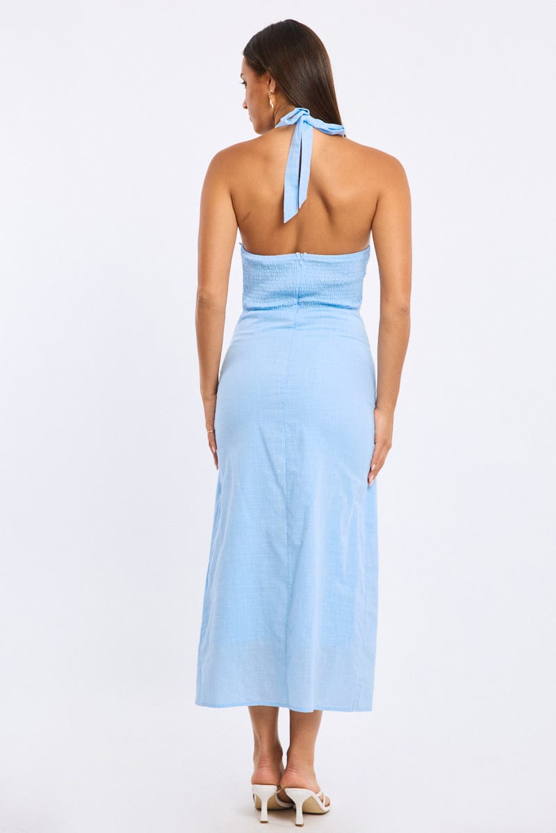 Blue Halter Maxi Dress