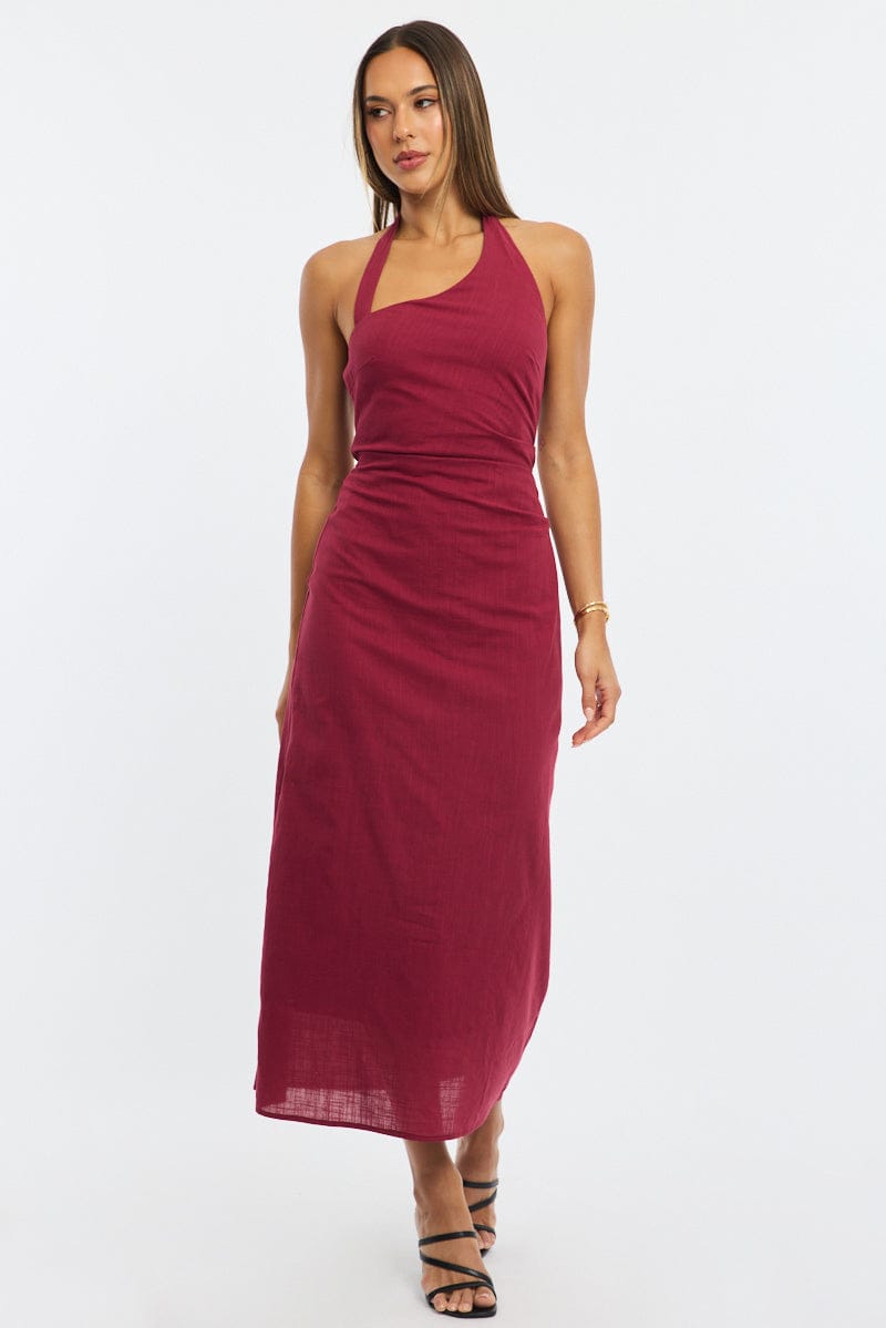 Red Halter Maxi Dress