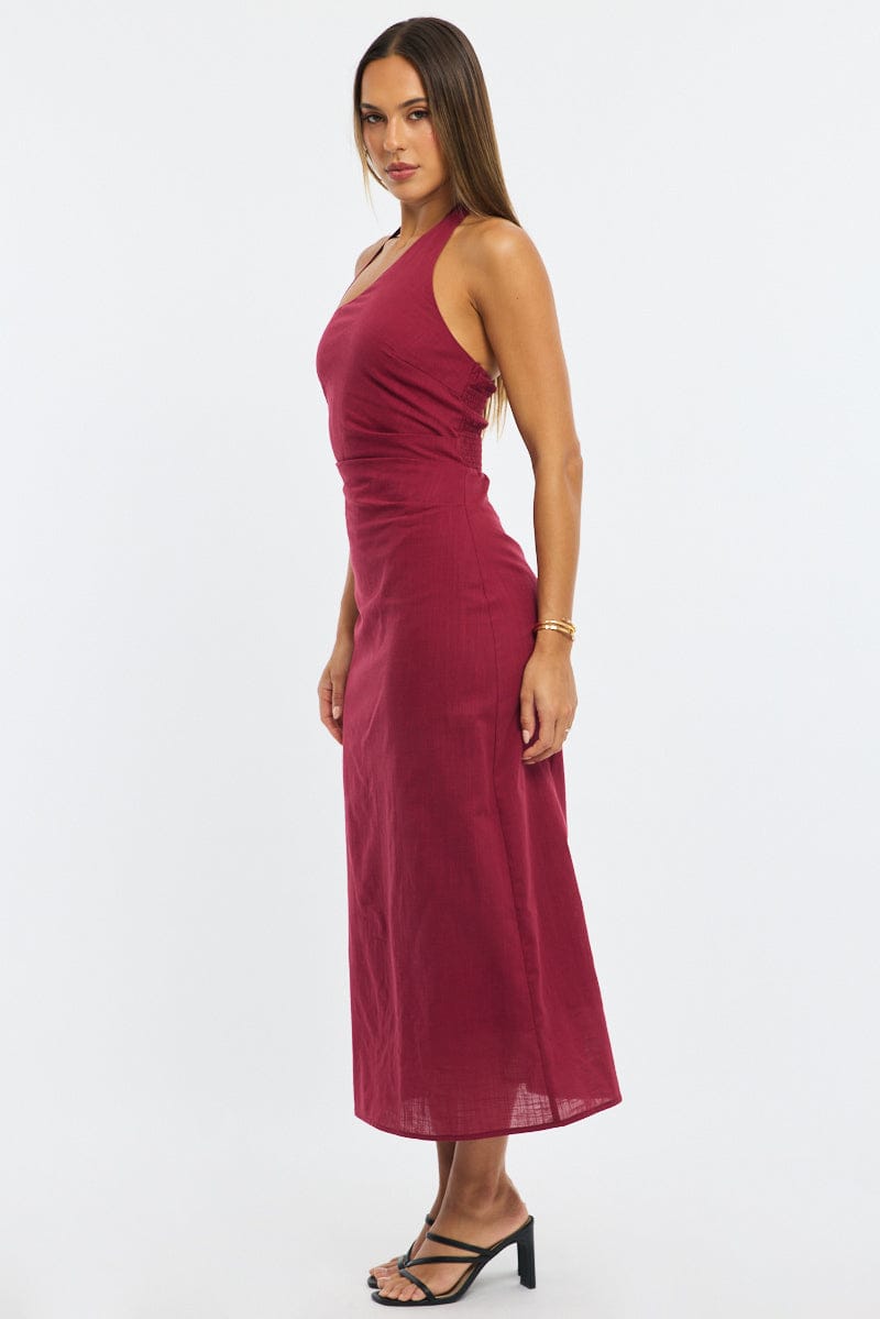 Red Halter Maxi Dress