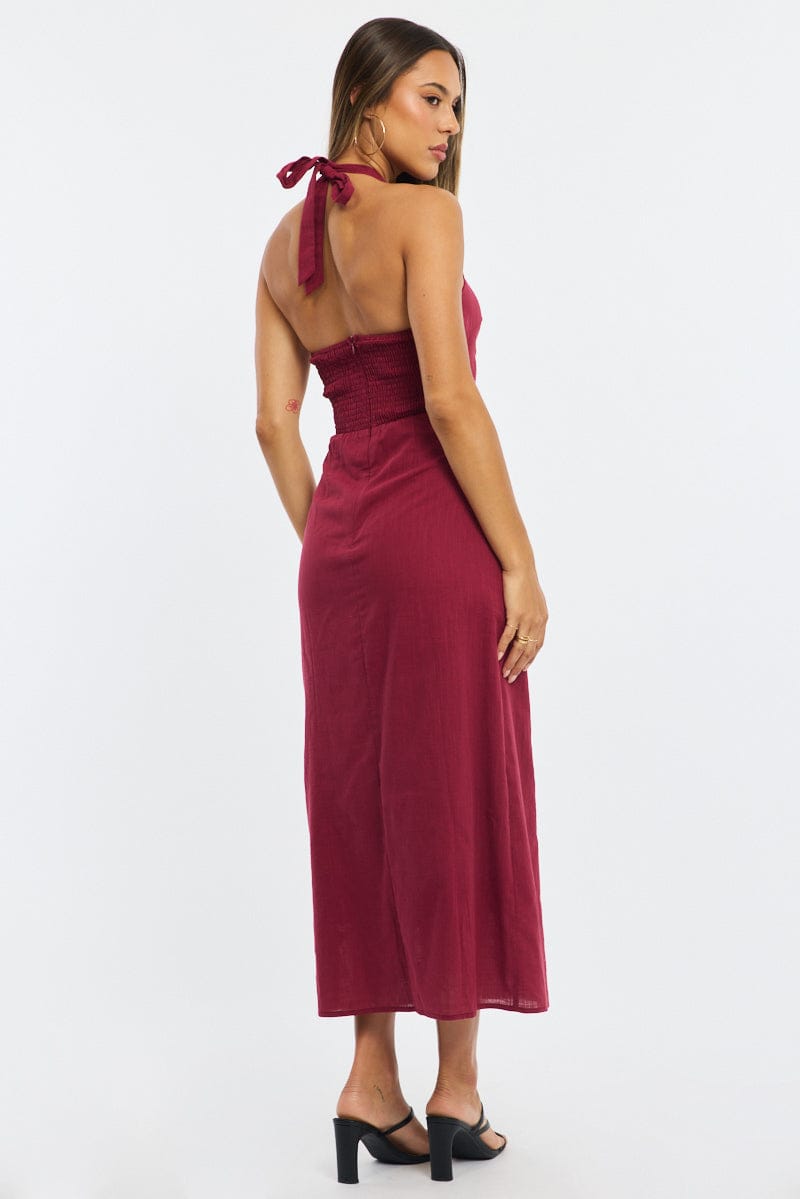 Red Halter Maxi Dress