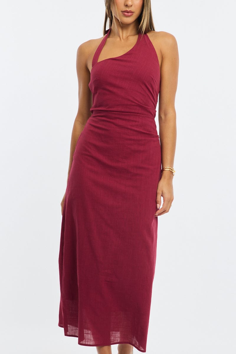 Red Halter Maxi Dress