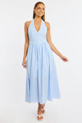 Blue Stripe Halter Neck Dress