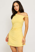 Yellow Mini Dress Off Shoulder