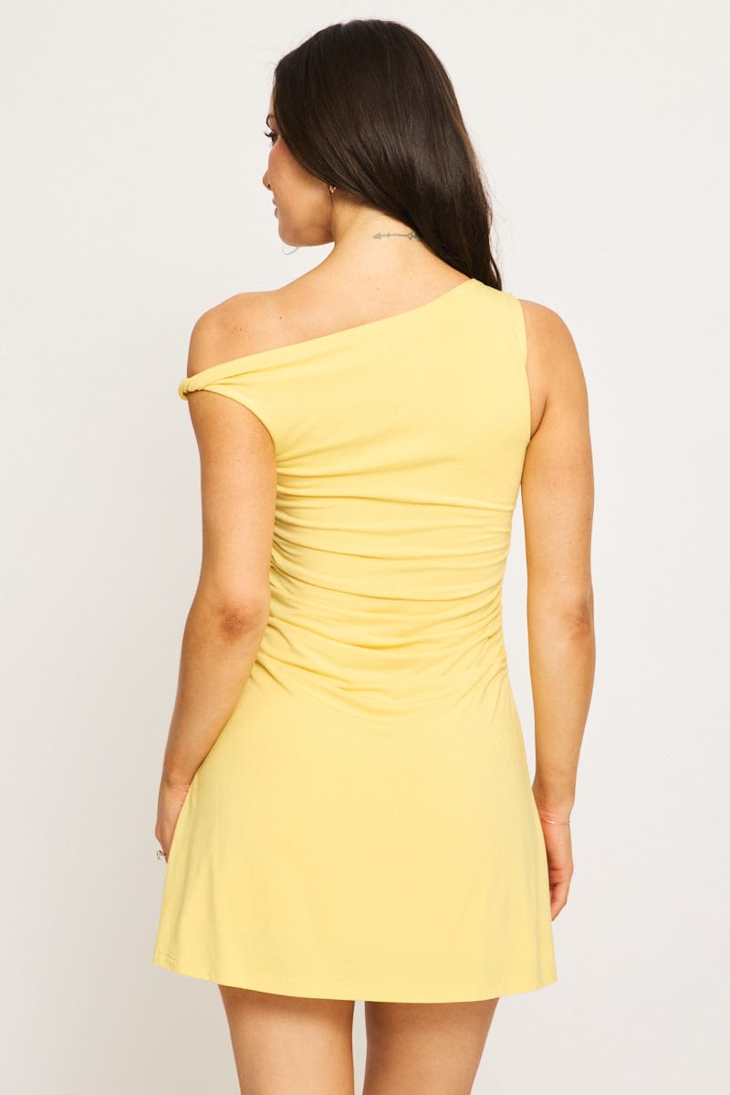 Yellow Mini Dress Off Shoulder