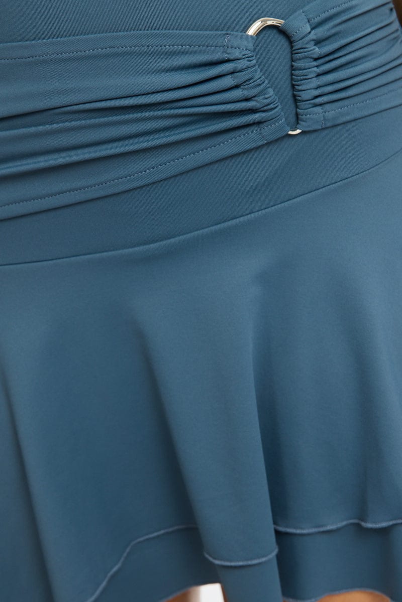 Blue Mini Dress Off Shoulder