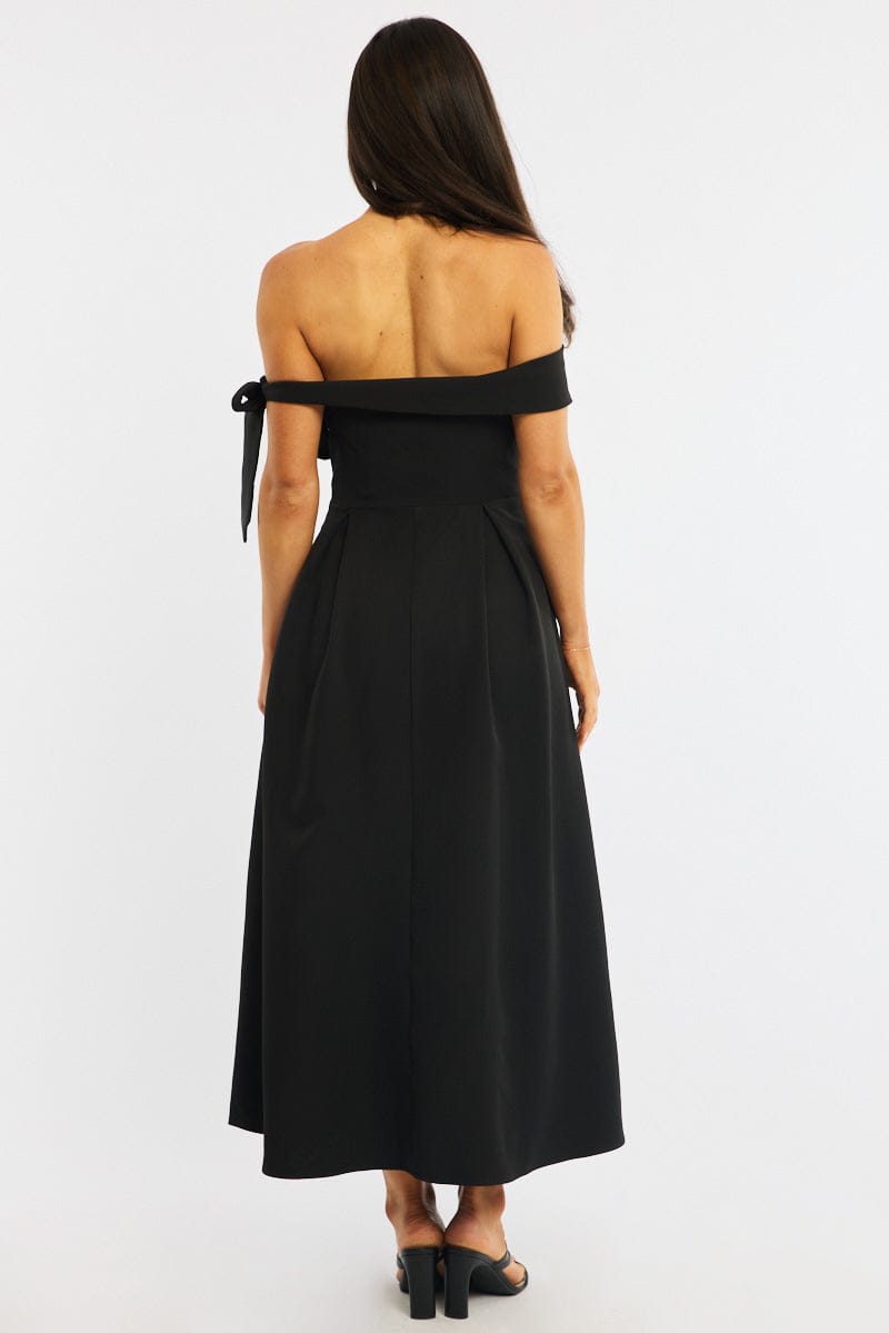 Black Off Shoulder Midi Dress