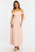 Pink Off Shoulder Midi Dress