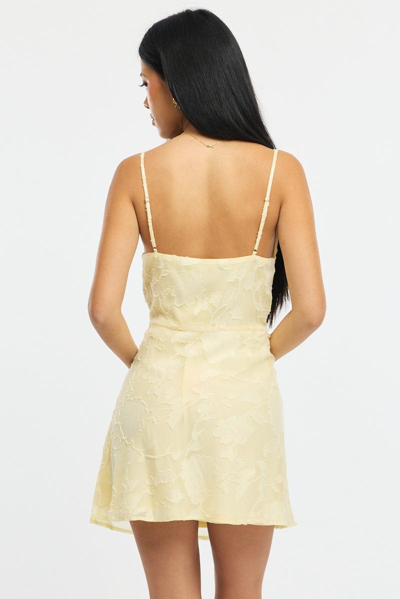 Yellow Mini Dress Burnout Bias
