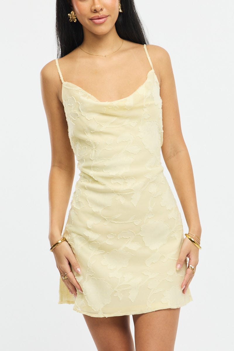 Yellow Mini Dress Burnout Bias