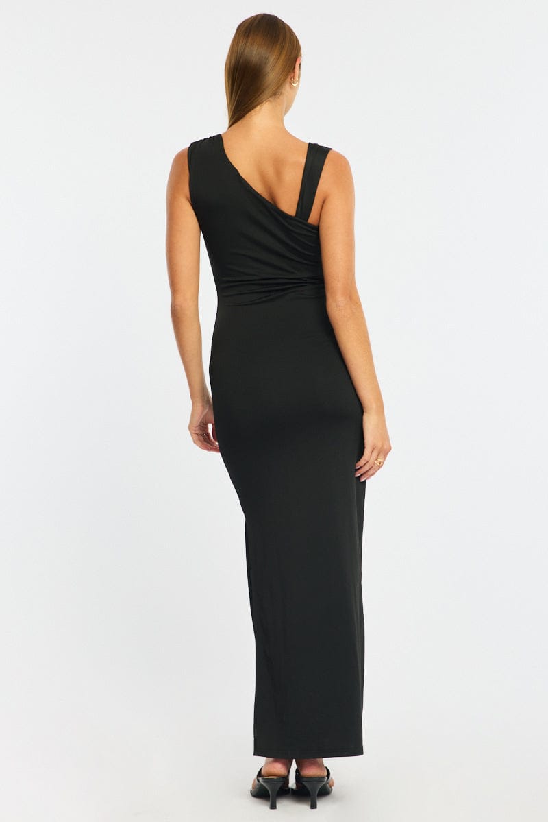 Black Maxi Dress One Shoulder Hard Wear