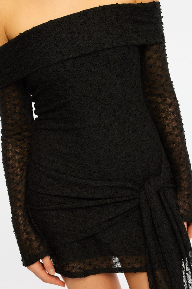 Black Off Shoulder Dress Long Sleeve