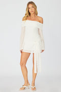White Off Shoulder Dress Long Sleeve