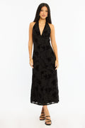 Black Halter Neck Dress Burnout
