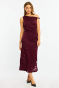 Red Off Shoulder Midi Dress