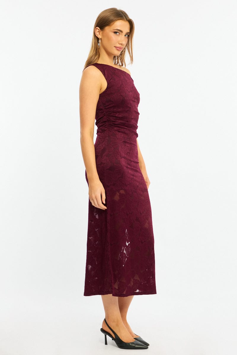 Red Off Shoulder Midi Dress