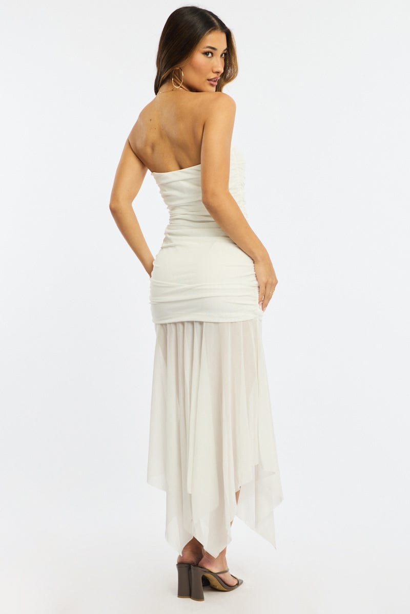 White Strapless Maxi Dress
