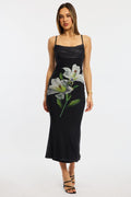 Black Floral Bodycon Dress Maxi