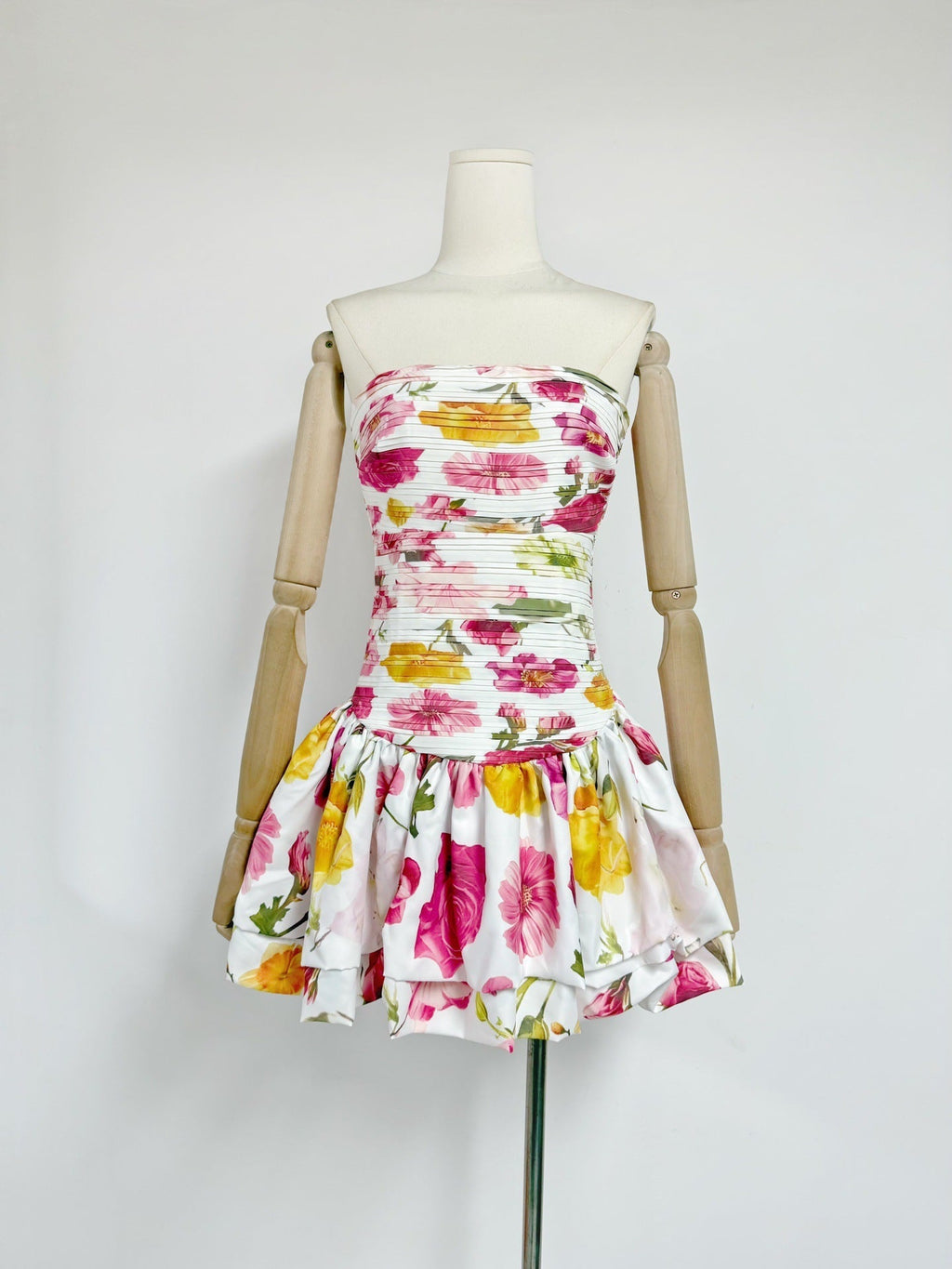 Strapless Pleated Playful Short Mini Dress