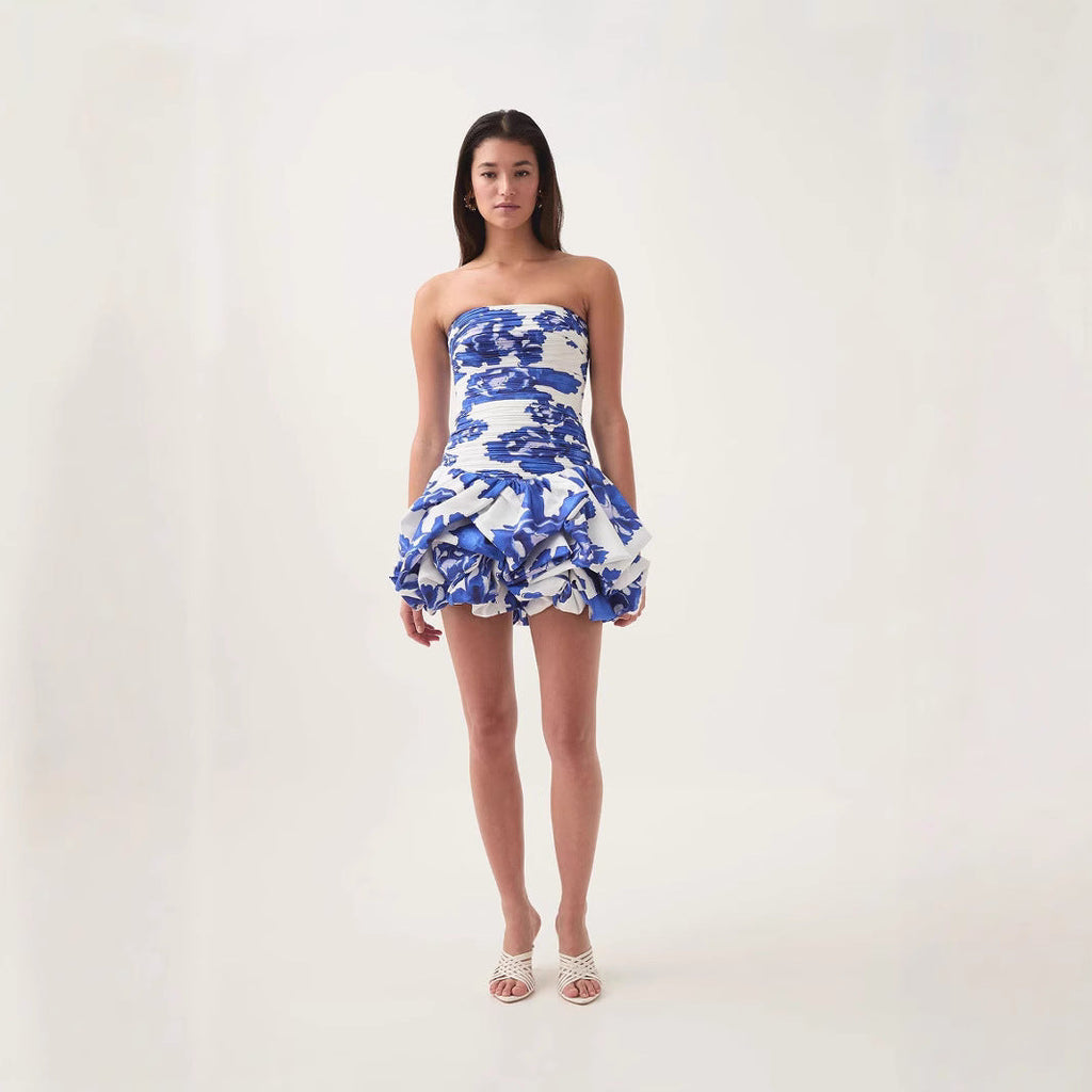 Strapless Pleated Playful Short Mini Dress