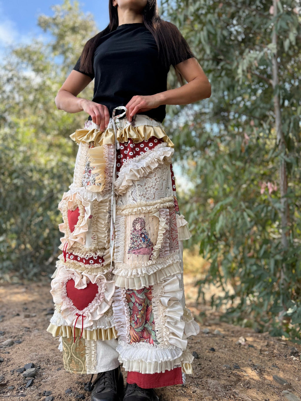 Upcycled Adjustable-Waist Ruffle Pants
