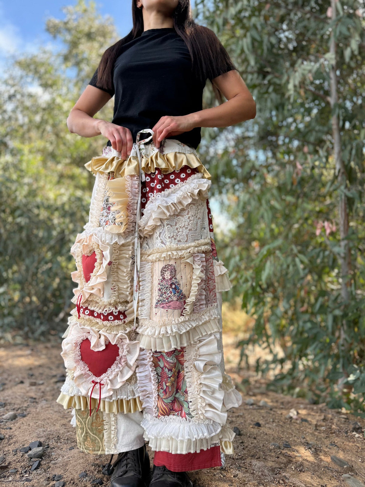 Upcycled Adjustable-Waist Ruffle Pants