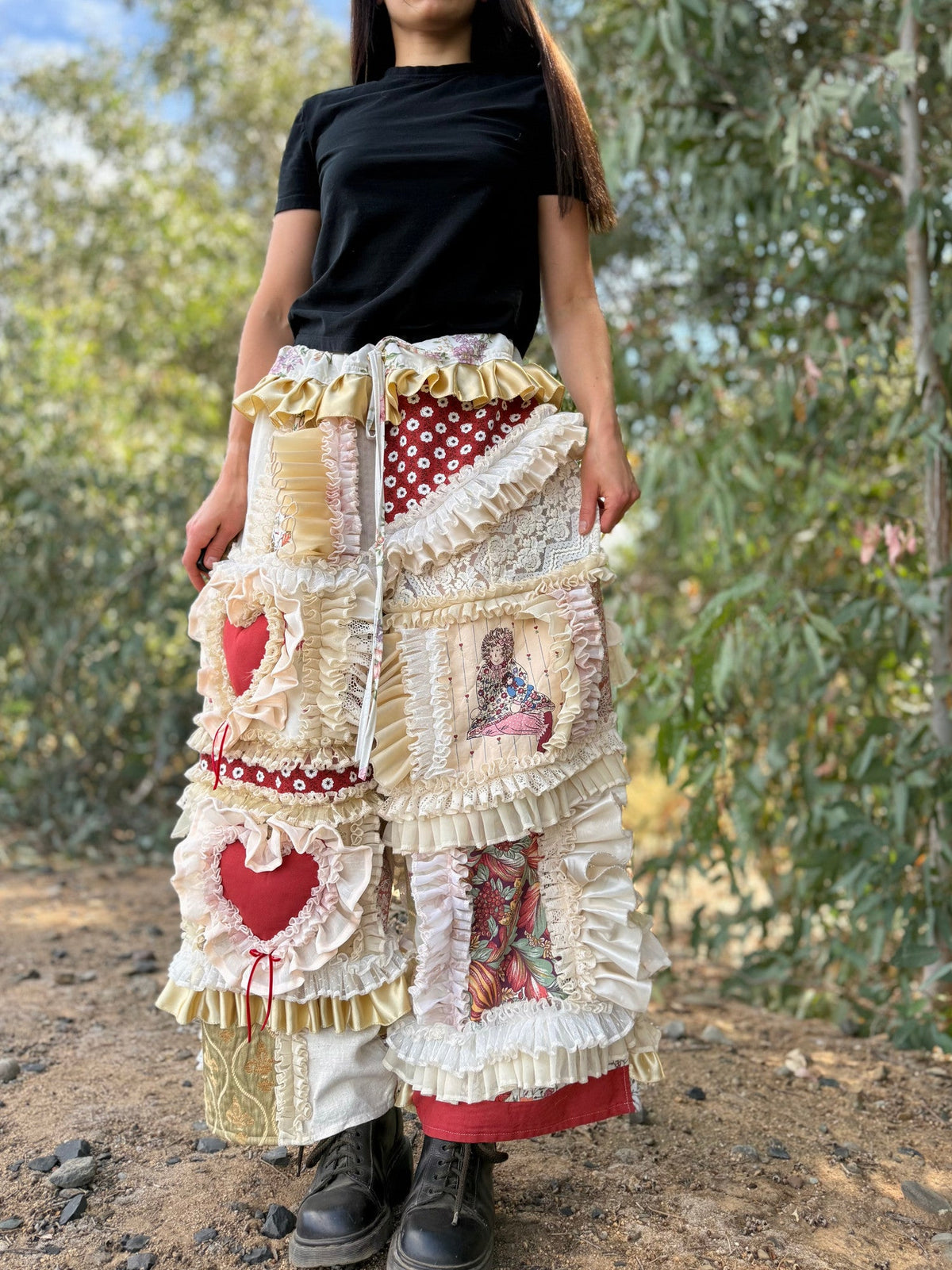 Upcycled Adjustable-Waist Ruffle Pants