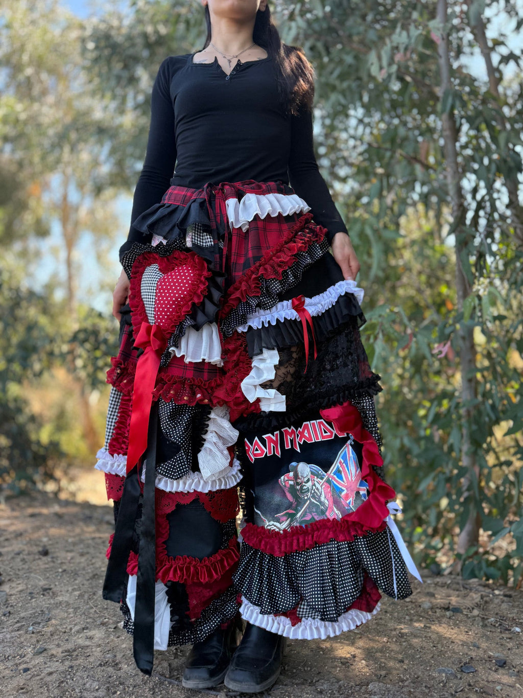 Upcycled Adjustable-Waist Ruffle Pants