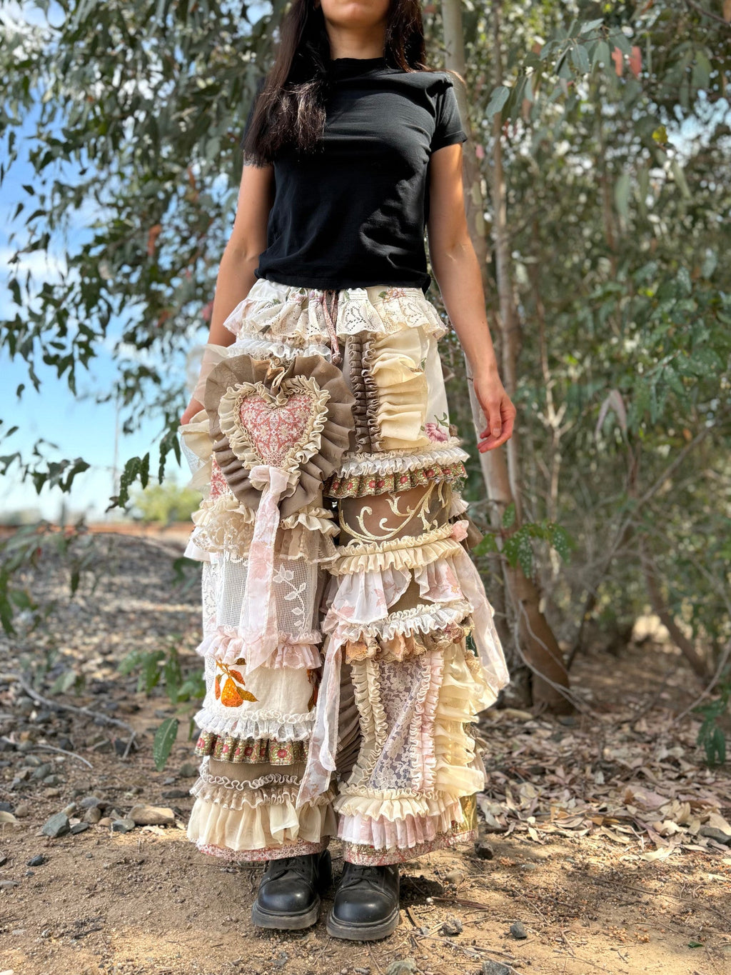 Upcycled Adjustable-Waist Ruffle Pants