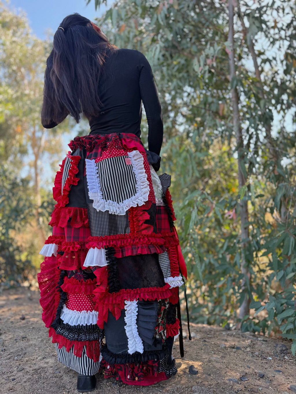 Upcycled Adjustable-Waist Ruffle Pants