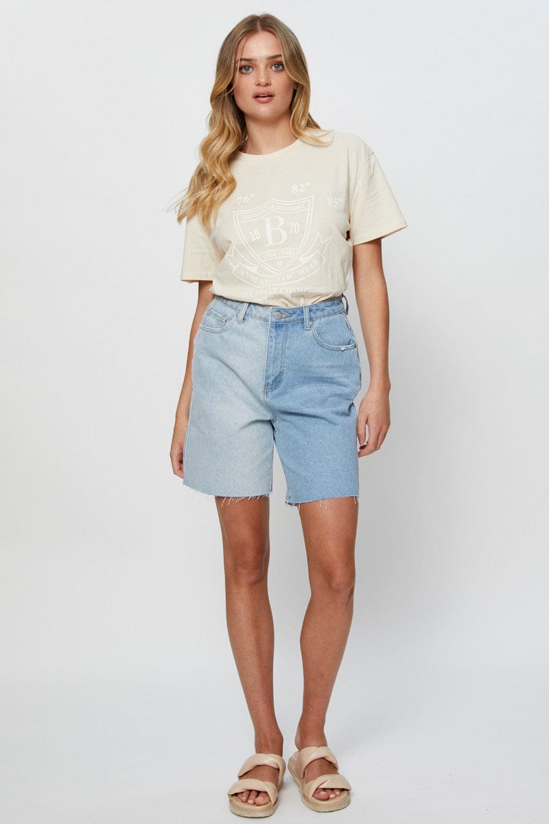Beige Graphic T-Shirt Short Sleeve