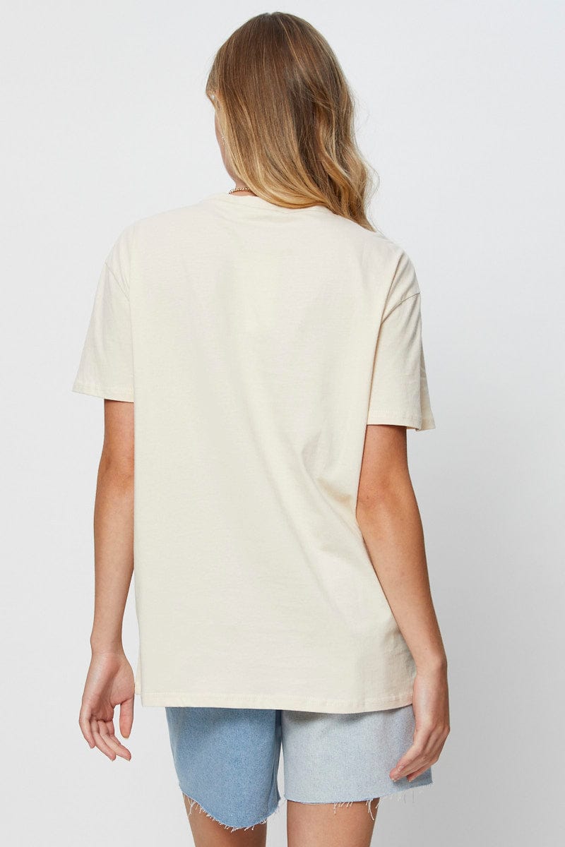 Beige Graphic T-Shirt Short Sleeve