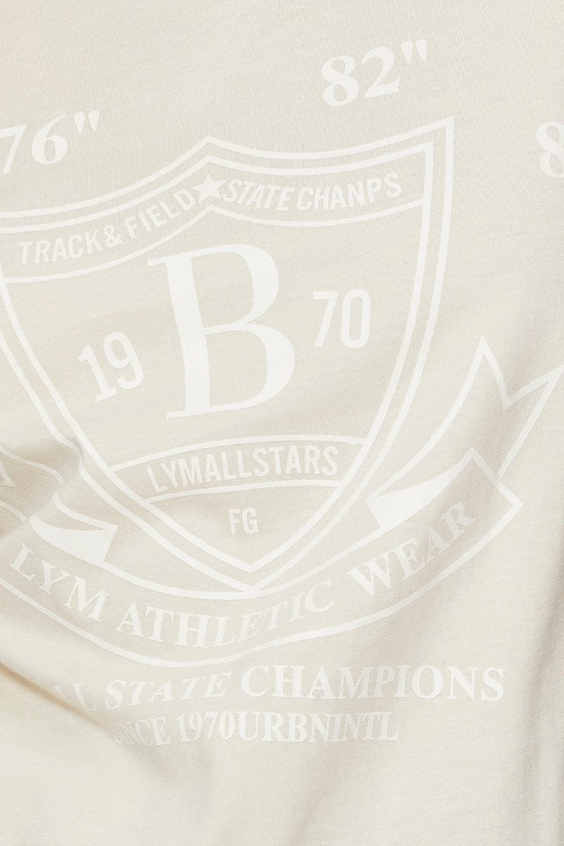 Beige Graphic T-Shirt Short Sleeve