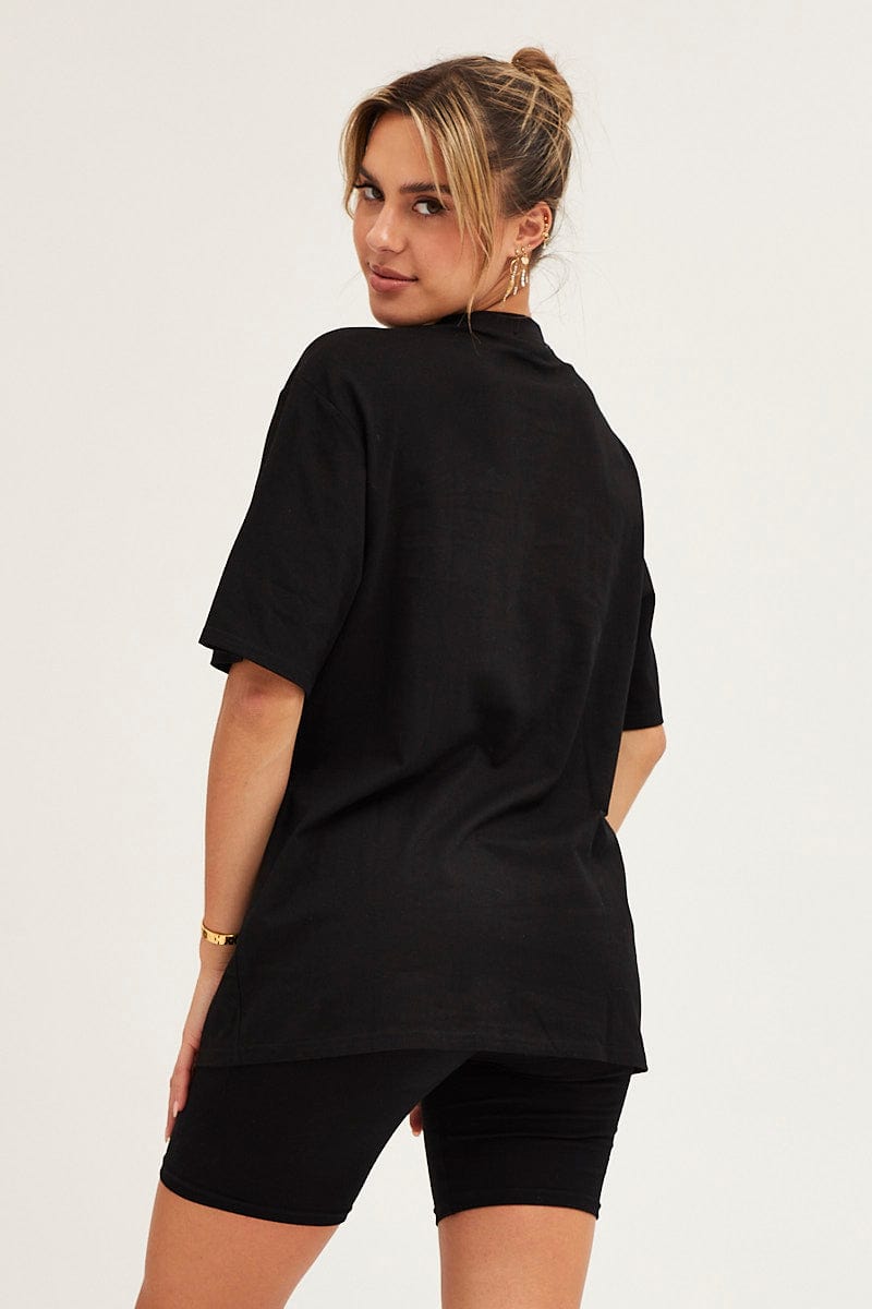 Black Crew Neck Oversized Graphic T-Shirt
