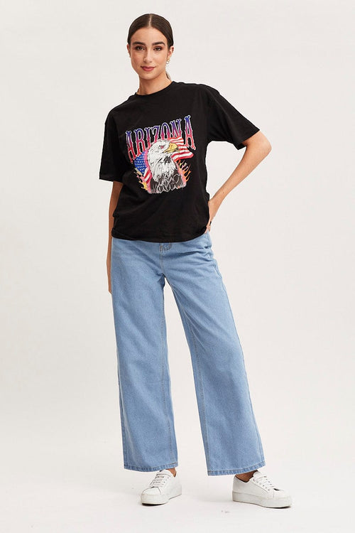 Black Graphic T-Shirt Short Sleeve