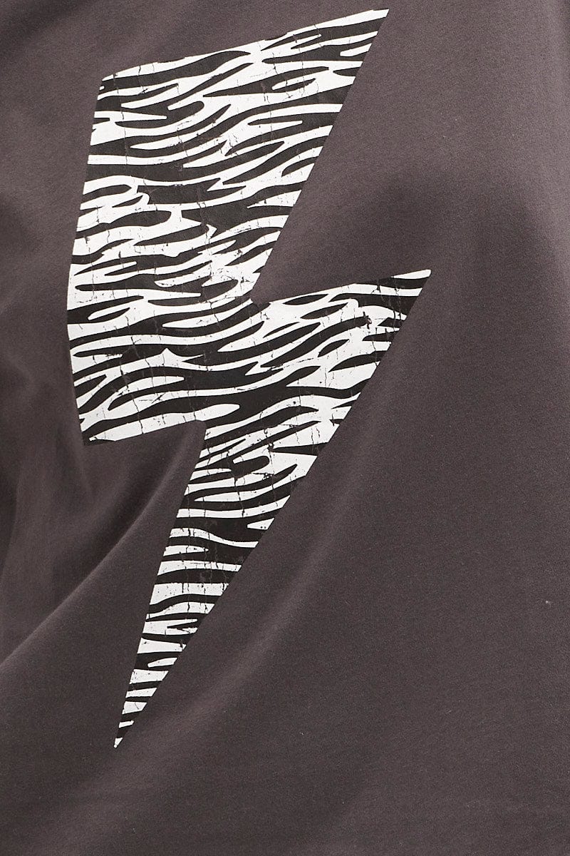 Black Zebra T-Shirt Crew Neck Oversized Cotton
