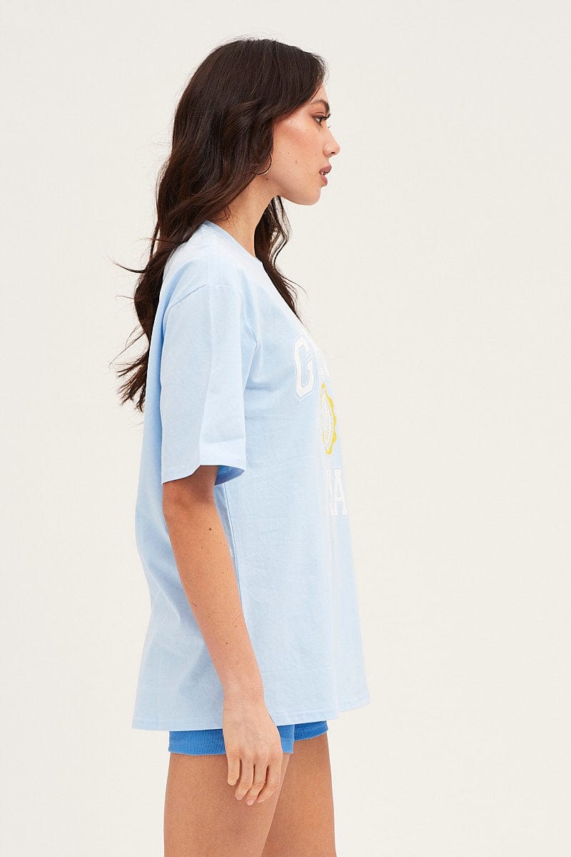 Blue Short Sleeve Graphic T-Shirt