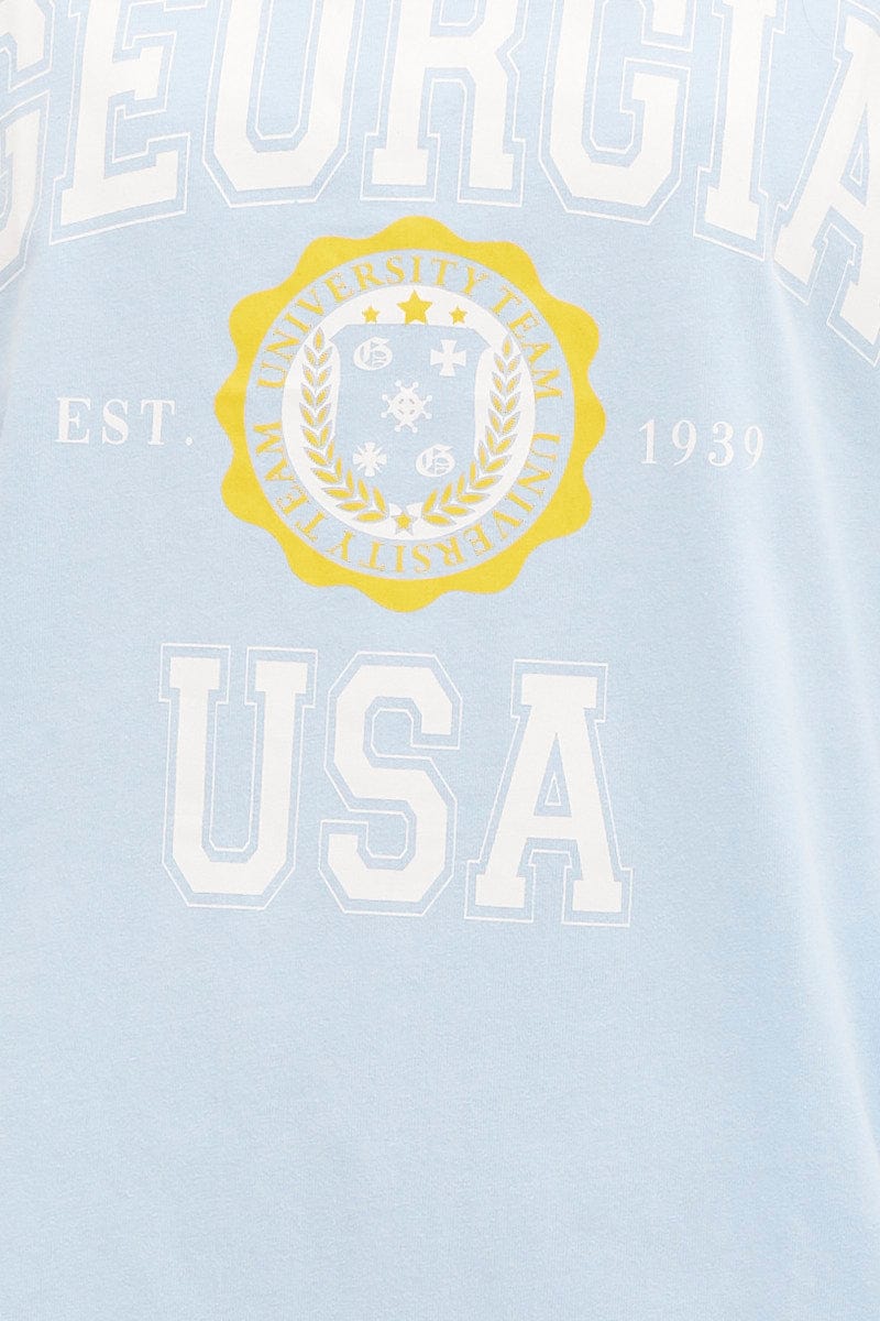 Blue Short Sleeve Graphic T-Shirt