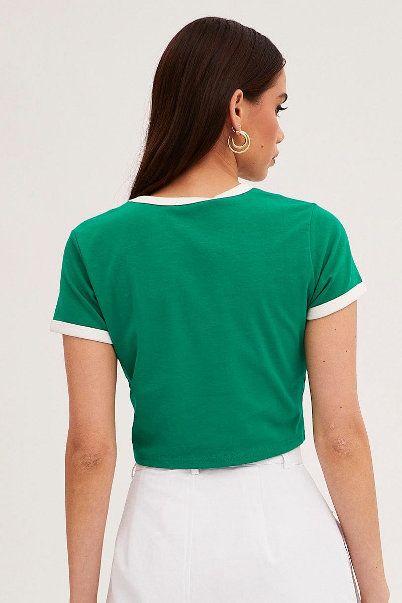 Green Baby T-Shirt Short Sleeve Crew Neck Crop