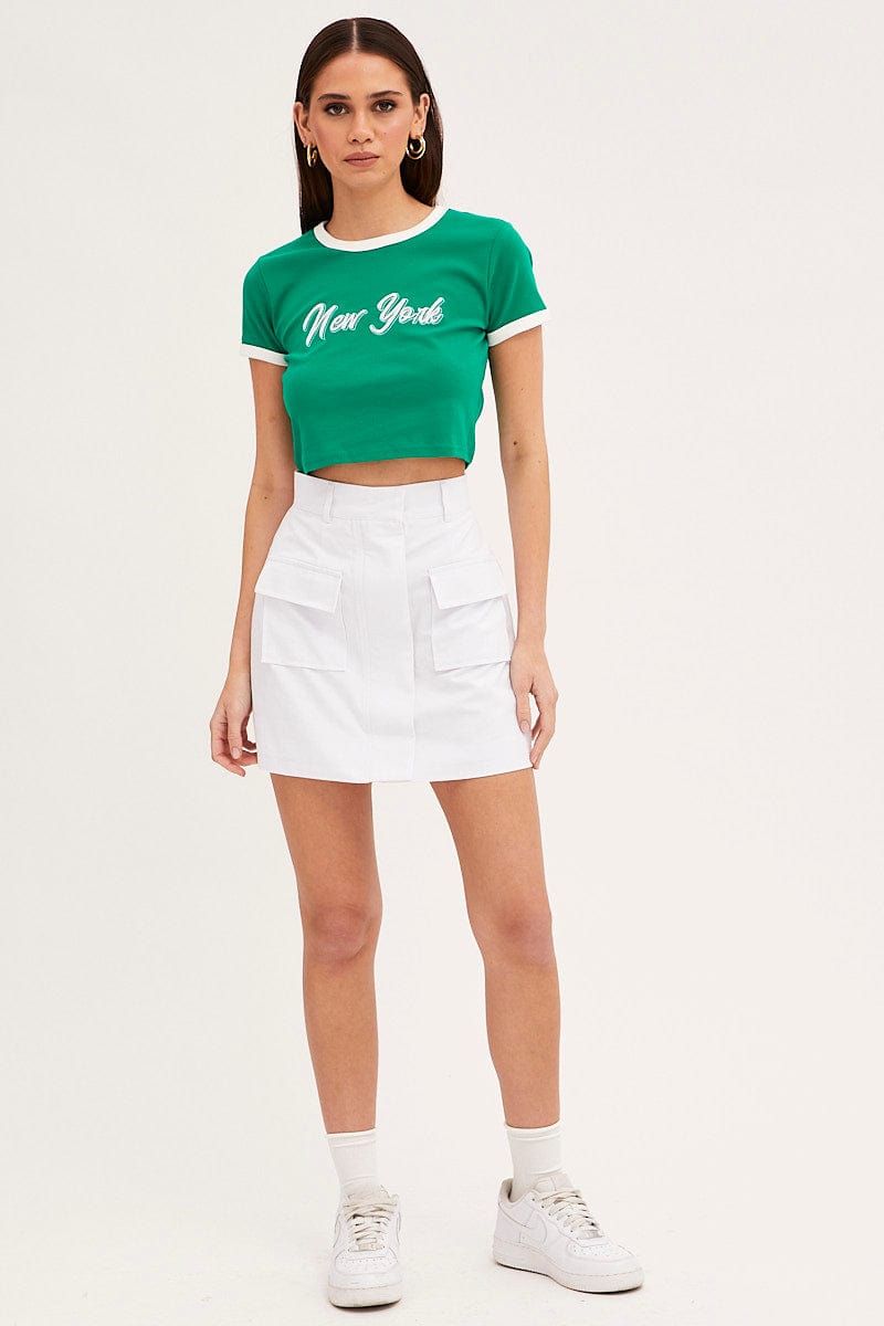 Green Baby T-Shirt Short Sleeve Crew Neck Crop