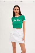 Green Baby T-Shirt Short Sleeve Crew Neck Crop