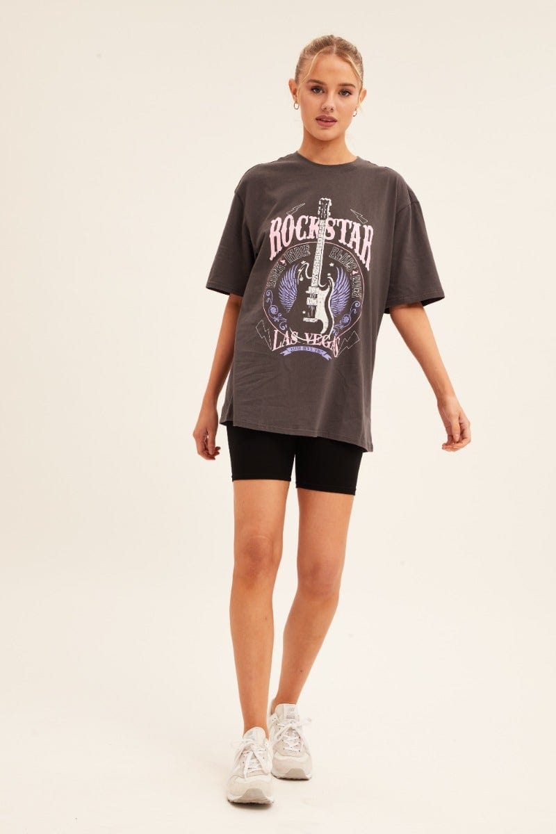Grey T-Shirt Short Sleeve Crew Neck