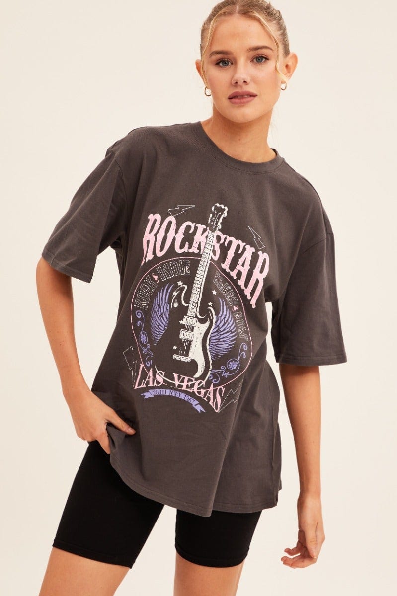 Grey T-Shirt Short Sleeve Crew Neck