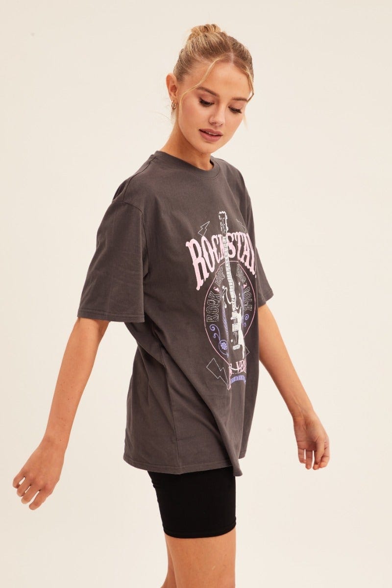Grey T-Shirt Short Sleeve Crew Neck