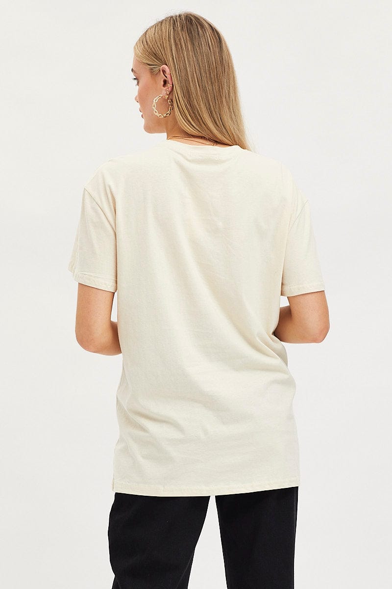 Beige Graphic T-Shirt Short Sleeve