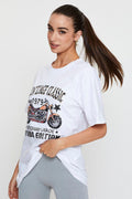 White Graphic T-Shirt Short Sleeve Oversized