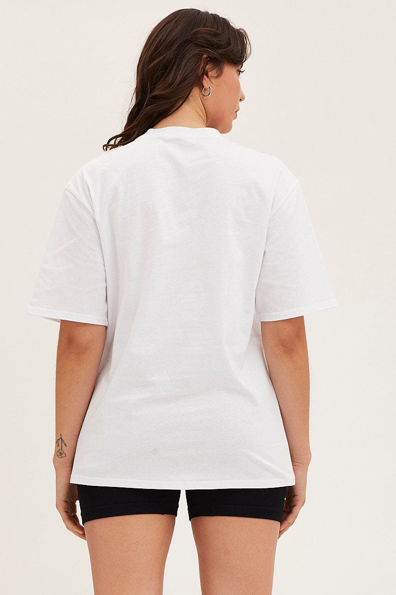 White Short Sleeve Graphic T-Shirt Cotton Jersey