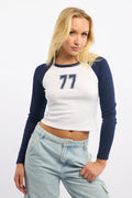 Blue Graphic T-Shirt Long Sleeve