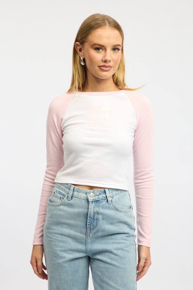 Pink Graphic T-Shirt Long Sleeve