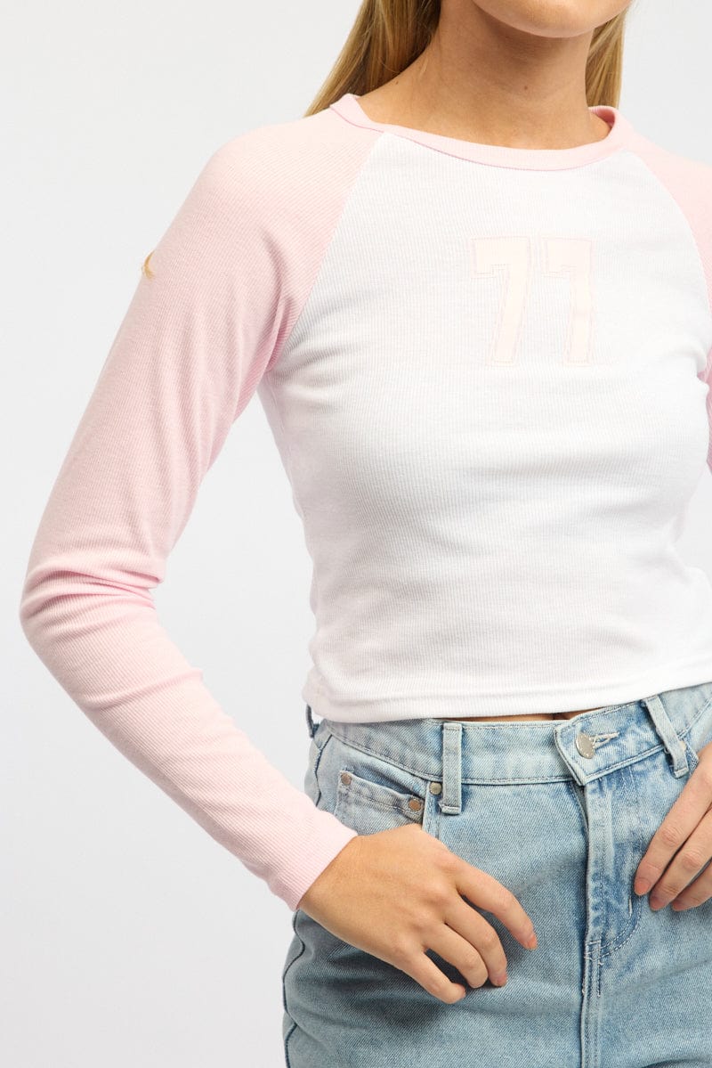 Pink Graphic T-Shirt Long Sleeve