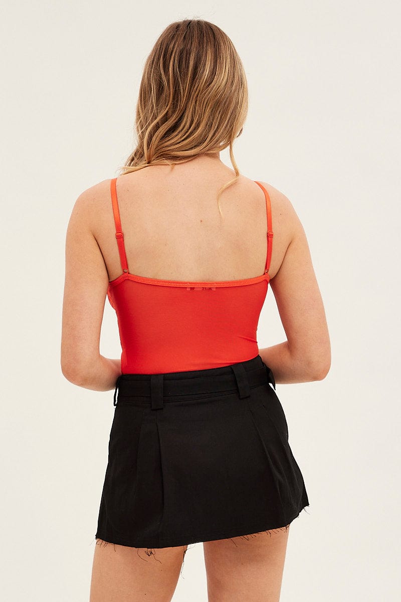 Orange Lace Bodysuit Tank Top